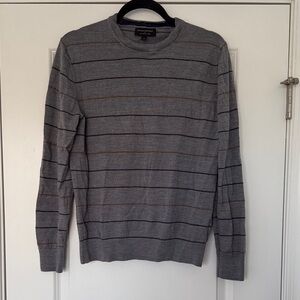 Banana Republic Gray and Brown Striped Crewneck Sweater